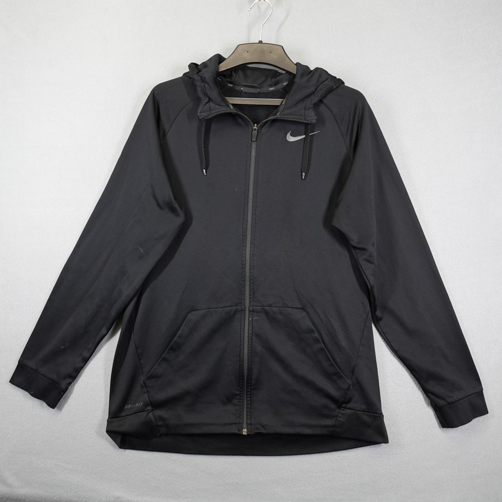 Nike Hoodie Mens XLT Black AJ4450-010 Dri-Fit Full Zip Training Sweatshirt